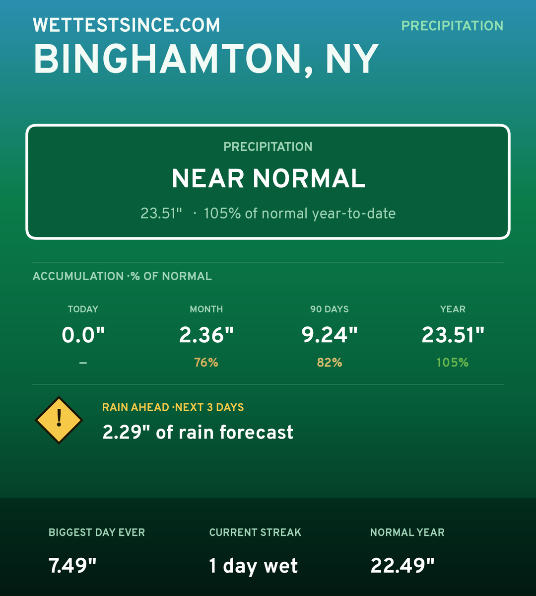 Binghamton, NY precipitation share card