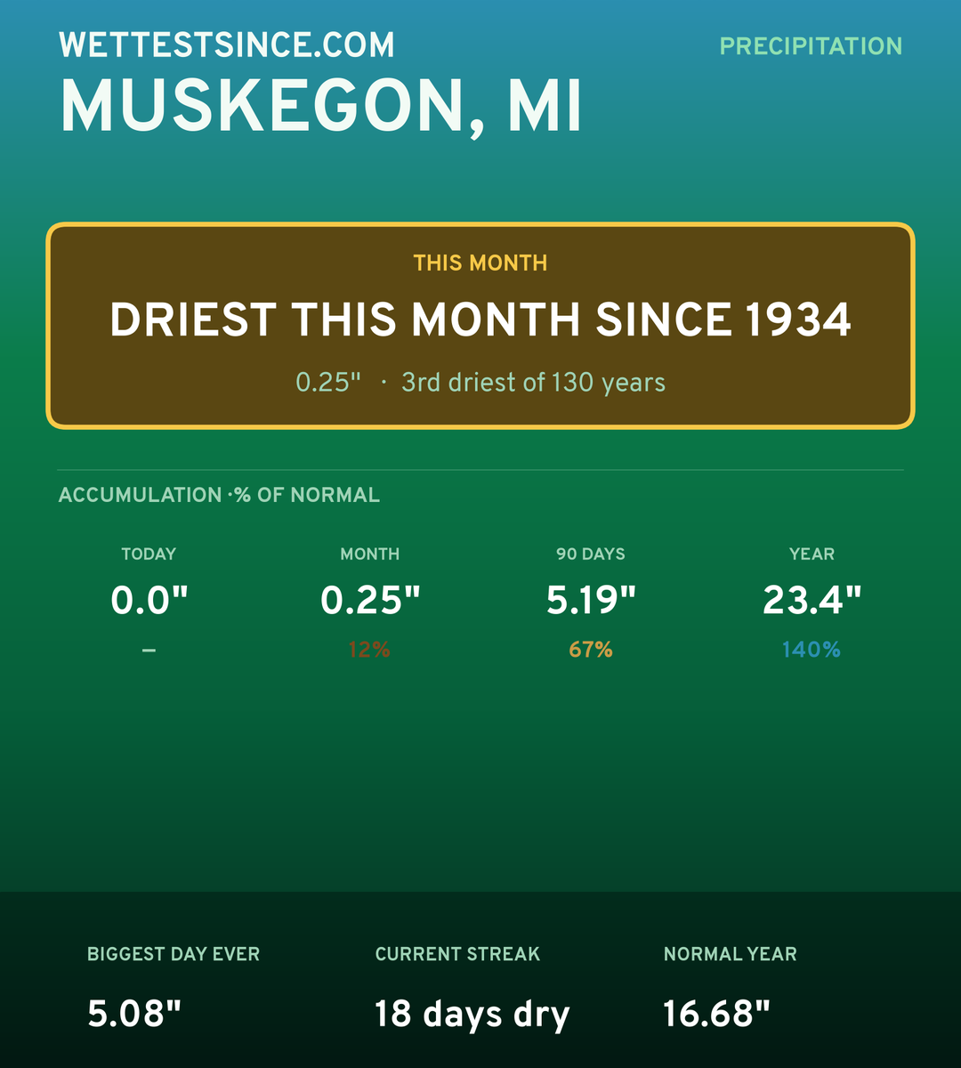 Muskegon, MI precipitation share card