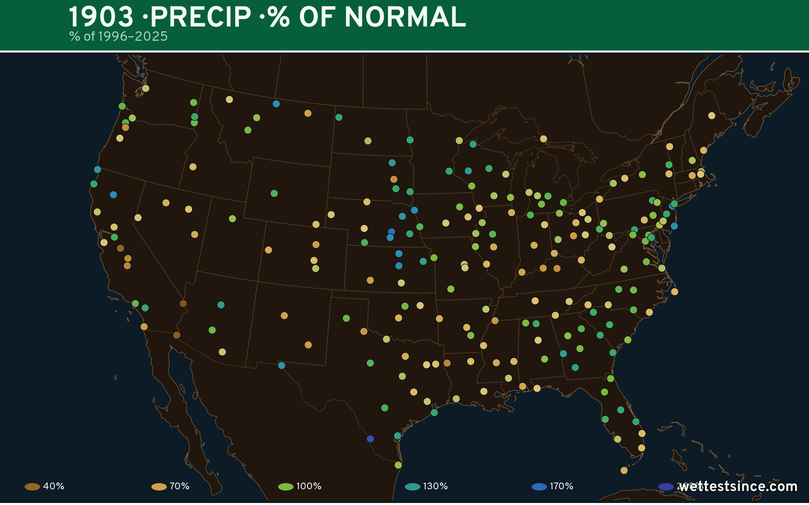 1903 U.S. precipitation percent-of-normal map